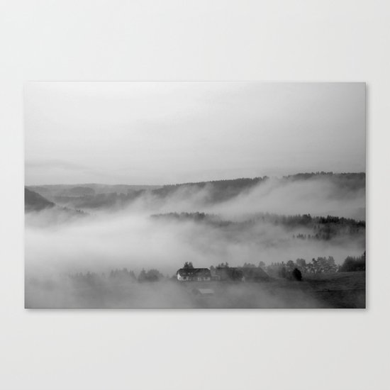 Landscape with fog Canvas Print