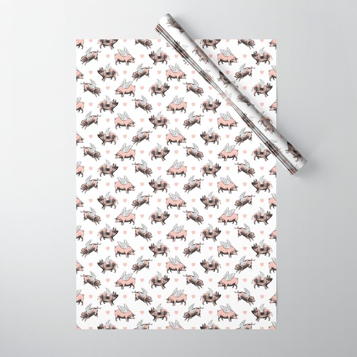 Flying Pigs | Vintage Pigs with Wings | Wrapping Paper