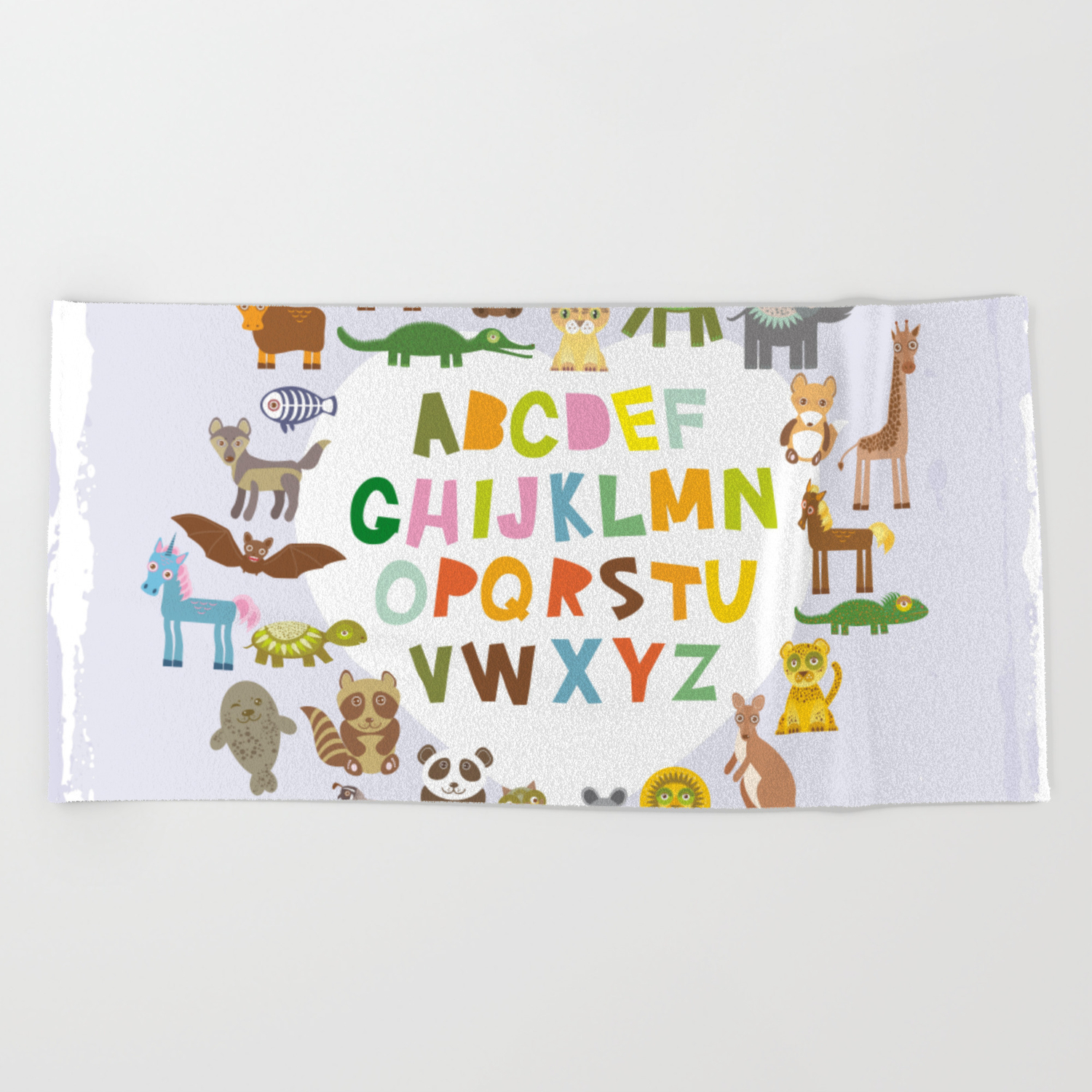 Back To School Alphabet For Kids From A To Z Funny Cartoon Animals Beach Towel By Ekaterinap Society6