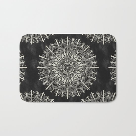 Vintage Mandala on black Bath Mat