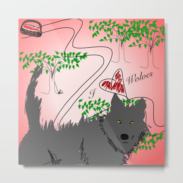 Little Red Riding Hood Loves Wolves Metal Print