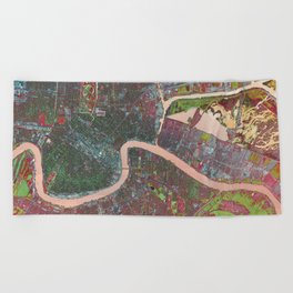 A Map of Vibrant New Orleans Beach Towel