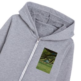 Ancient maple trees with boughs and branches touching ground covered in vines and lichen nature forest meadow photograph landscape Kids Zip Hoodie