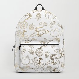 White faux gold modern sweet fruit pattern Backpack