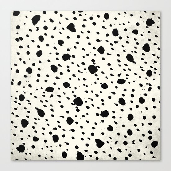 Tribal Dot Black Earth on Ivory Canvas Print