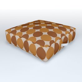 Retro Dots Pattern Orange Brown Outdoor Floor Cushion