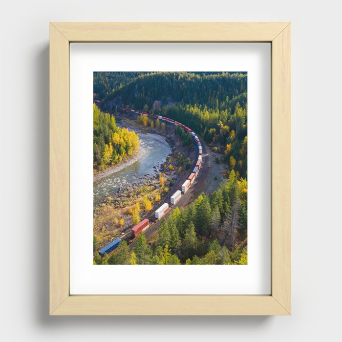 Railroad Fall - Mountain Train Recessed Framed Print