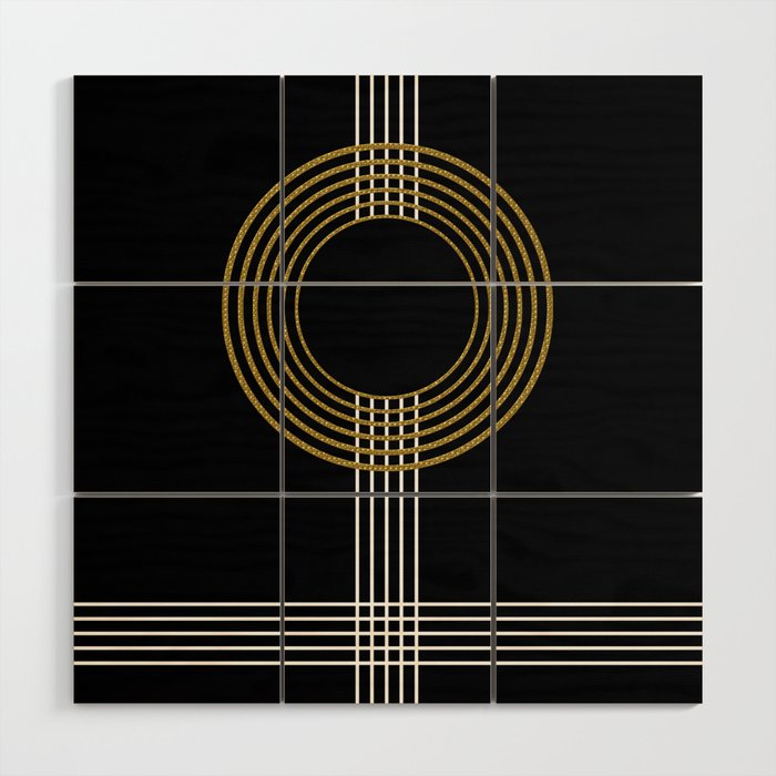 Guitar In Abstract Geometric Art Deco Wood Wall Art By