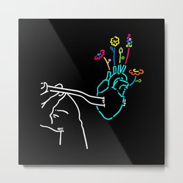 Eat the heart Metal Print | Neon, Pain, Drawing, Fork, Ninhol, Lineart, Heart, Love, Hand 