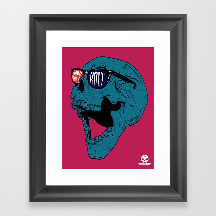 Rock N' Roll Skull Framed Art Print