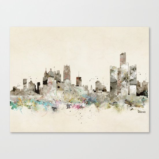 Detroit Michigan Skyline Canvas Print By Bribuckley Society6