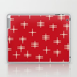 Seamless abstract mid century modern pattern - Red and White Laptop Skin