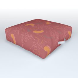 Corallo Peaches and leafs on a coral background  Outdoor Floor Cushion