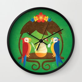 Tiki Birds Ice Cream Date Wall Clock