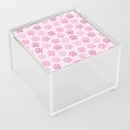 Pink Paws doodle seamless pattern. Digital Illustration Background. Acrylic Box