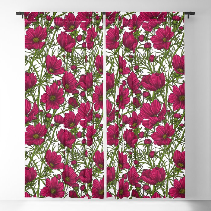 Red Cosmos flowers Blackout Curtain