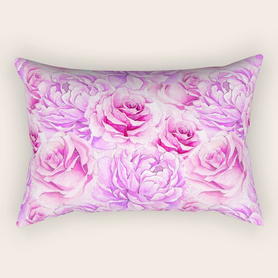 Watercolor Roses Rectangular Pillow
