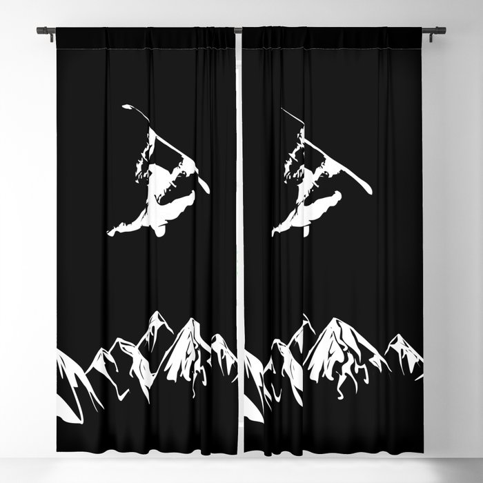 Rocky Mountain Snowboarder Catching Air Blackout Curtain