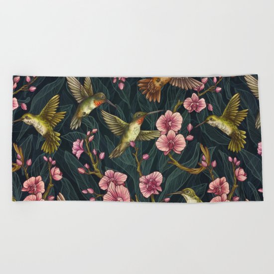 Hummingbird Pattern Beach Towel