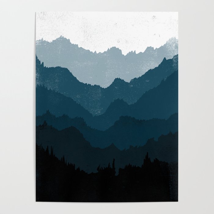 Mists No. 6 - Ombre Blue Ridge Mountains Art Print Poster