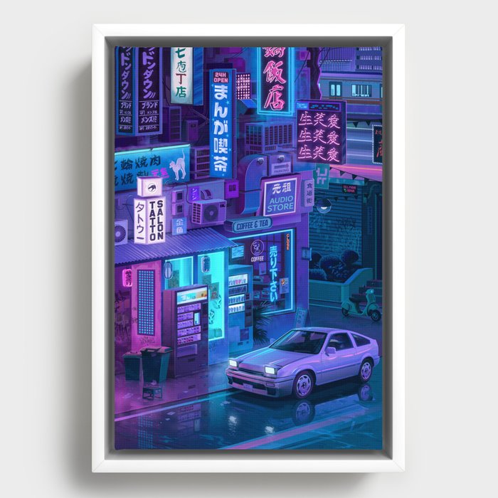 Tokyo Night Train Framed Canvas by Mr.Melville