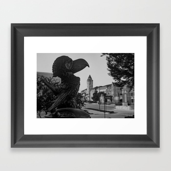 A Lawrence Kansas Legacy Skyline Down The Boulevard - Black And White Framed Art Print