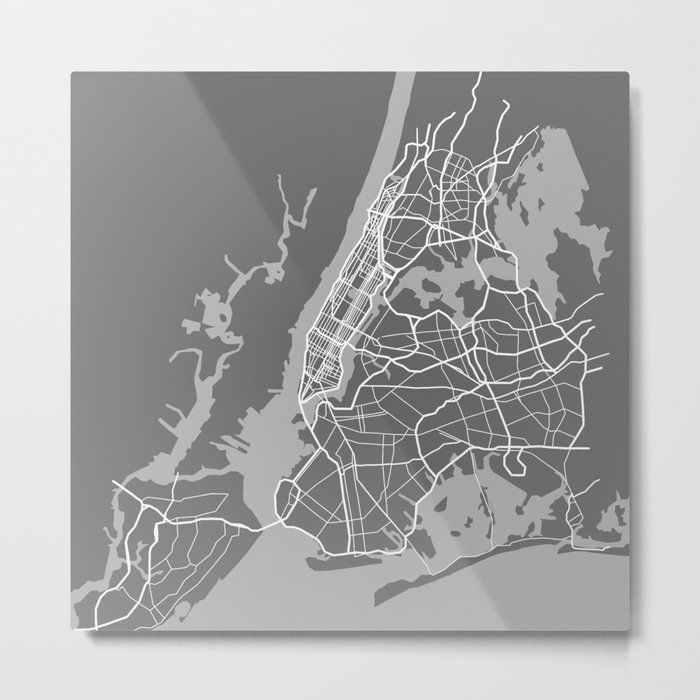 NY gray map Metal Print