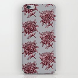 Elegant Flowers Floral Nature Red Gray Grey iPhone Skin