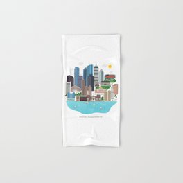 Boston Skyline Illustration Hand & Bath Towel