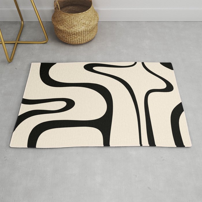 Copacetic Retro Abstract in Black and Almond Cream Rug