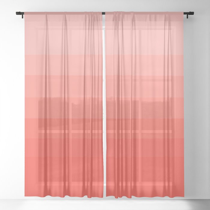 Living Coral Light To Bright Gradient Sheer Curtain By