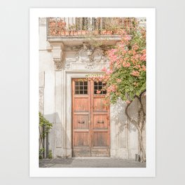 Floral Entry In Rome | Front Door Collection Travel Photography Art Print | Pink Summer Flowers In Italy Art Print