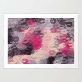 pink purple and black kisses lipstick abstract background Art Print