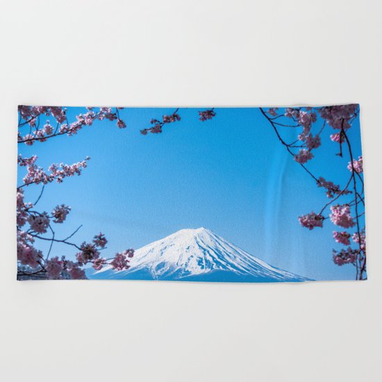 Mount Fuji in spring Beach Towel