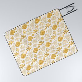 Mustard Coral Silhouette Pattern Picnic Blanket