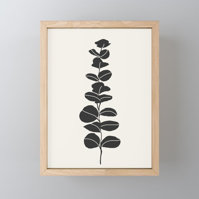 Minimal Eucalyptus Line Art Framed Mini Art Print