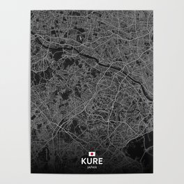 Kure, Japan - Dark City Map Poster