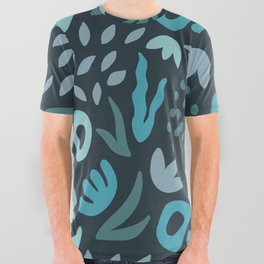 Abstract Cutouts - Blues and Greens All Over Graphic Tee