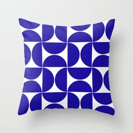 Ultramarine mid century modern geometric shapes Throw Pillow
