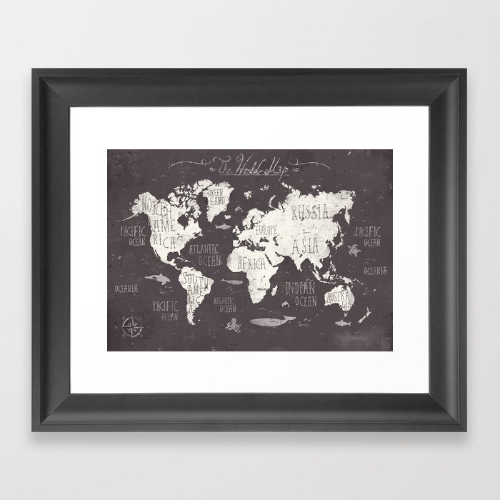 The World Map Framed Art Print By Mikekoubou