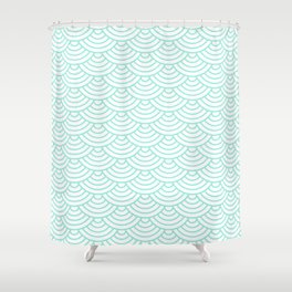 Seafoam Blue Japanese wave pattern Shower Curtain