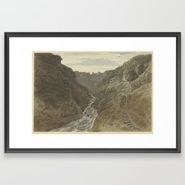 River valley and mountain road leading to two houses, George Barret Jr. (possibly), 1777 - 1842 Framed Art Print