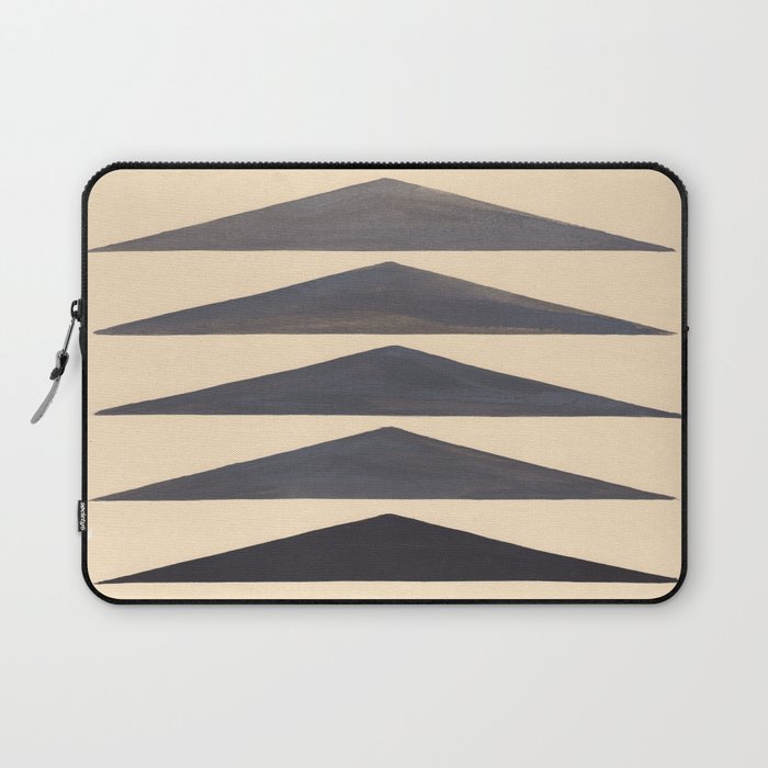 Gray Geometric Triangle Pattern With Black Accent Laptop Sleeve