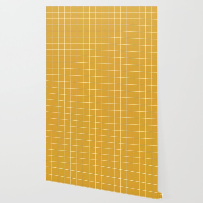 Yellow 9 Grid Stripe Lines Minimalist Geometric Line Stripes Wallpaper By Beautifulhomes Society6