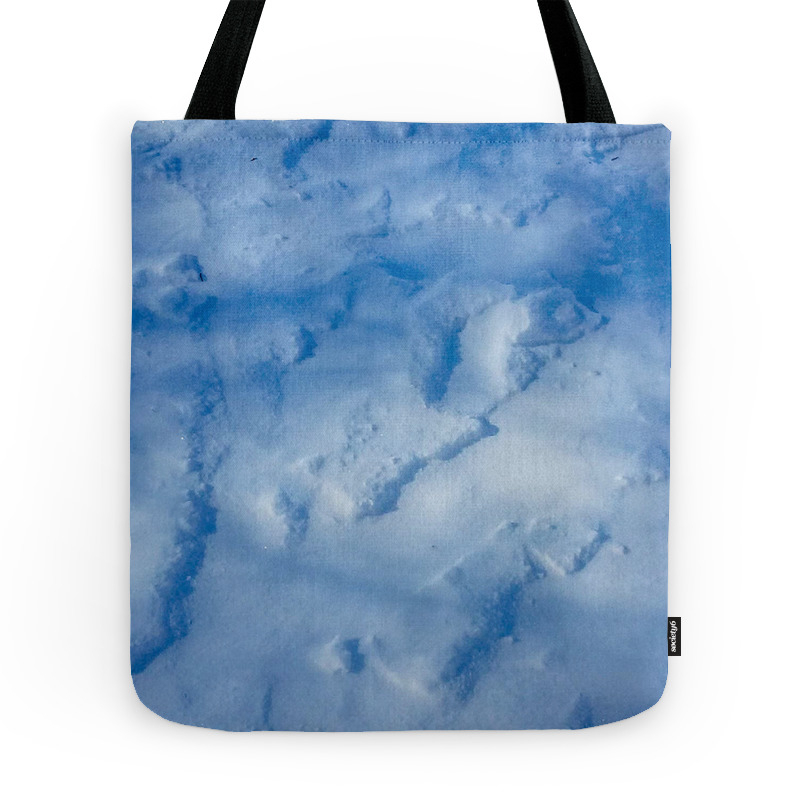 Blue Snow Tote Bag by shewhospeakswithtrees