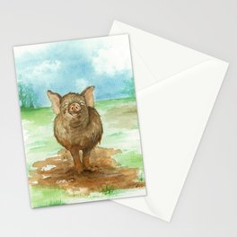 Pig In Mud Stationery Card