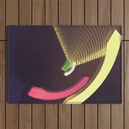 Abstract Geometric Digital Illustration in Purple Pink Yellow & Green Outdoor Rug