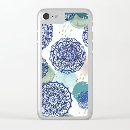 Fall Love Mandala in Blue Clear iPhone Case