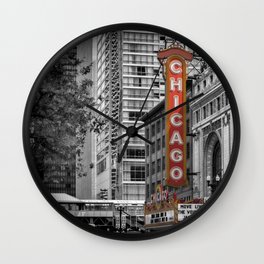 CHICAGO State Street Wall Clock | Sightseeing, Historical, Urban, Red, Landmark, Loop, Statestreet, Photo, Black And White, Chicago 
