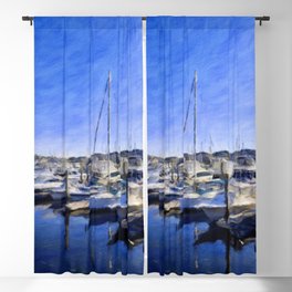 Boats on the Blue Water Bay Blackout Curtain
